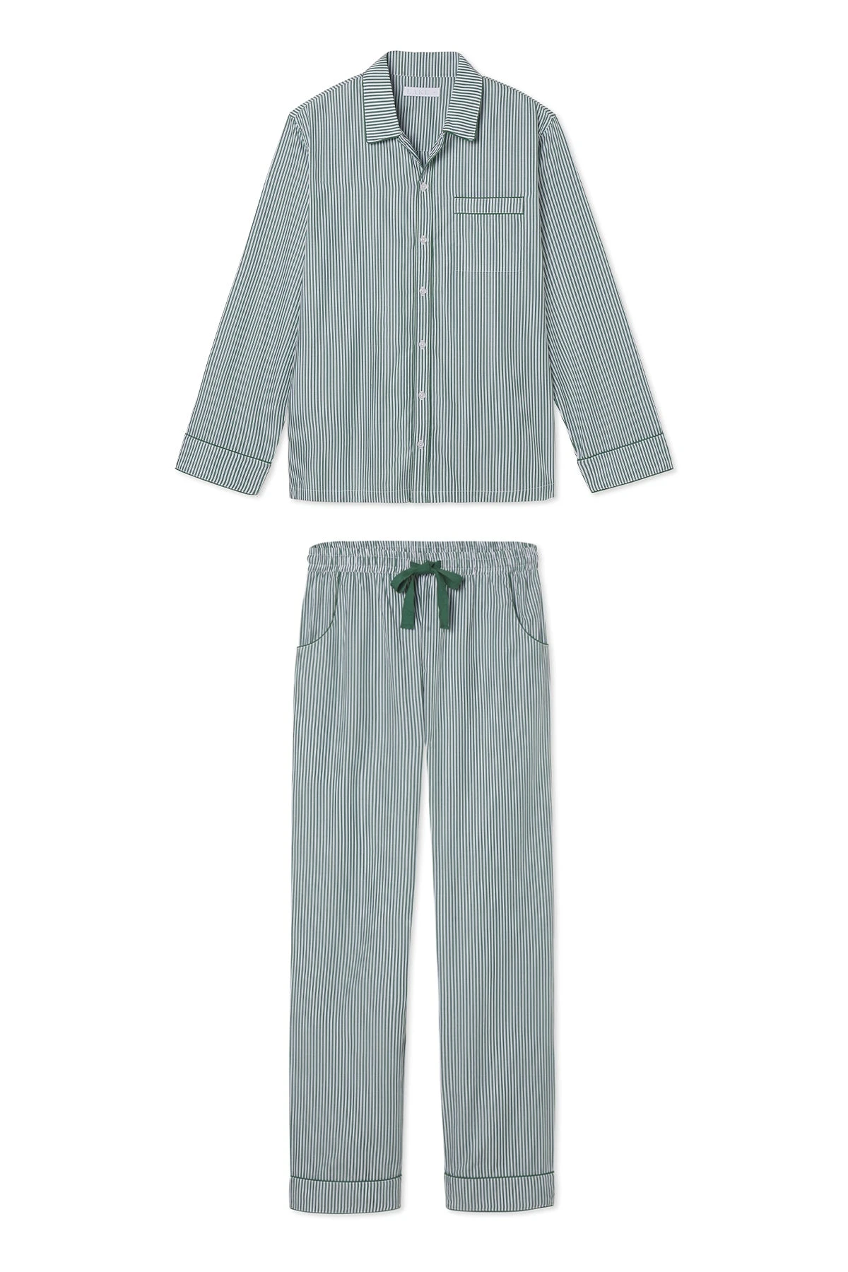 Lake Men's Poplin Pajama Set In Evergreen 3 Lake Men's Poplin Pajama Set In Evergreen