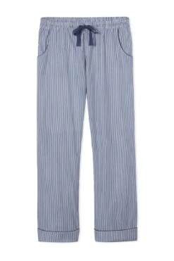 Lake Men's Poplin Pajama Pants In Navy Stripe