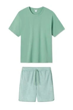Lake Men's Pima Pajama Shorts Set In Spruce