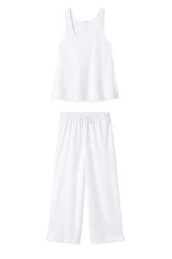 Lake Pointelle Pajama Pants Set In White