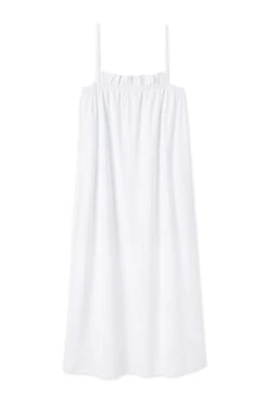 Lake Pima Ruffle Midi Nightgown In White